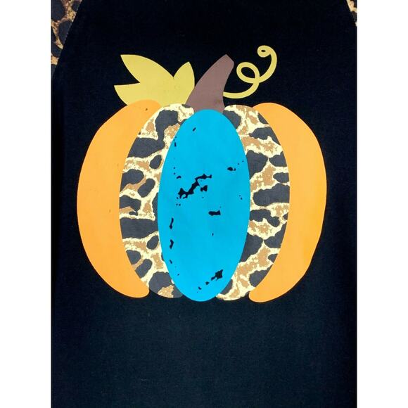 Girl’s Leopard Animal Pumpkin Raglan T-Shirt 3XL - Picture 2 of 5